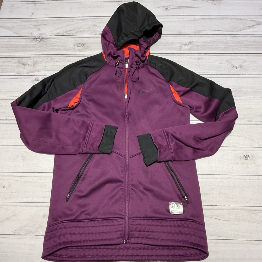 Nike Hyper Elite Jacket Mens Small Purple‎ Therma FIT Basketball Hood 851962-563